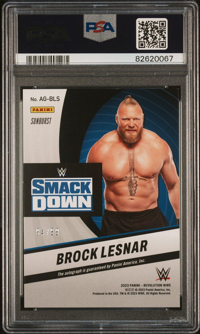 2023 Panini Revolution Wwe Autograph Agbls Brock Lesnar Sunburst PSA 9