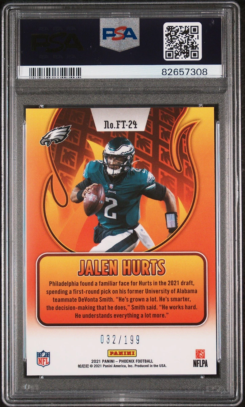 2021 Panini Phoenix Flame Throwers Ft-24 Jalen Hurts PSA 10
