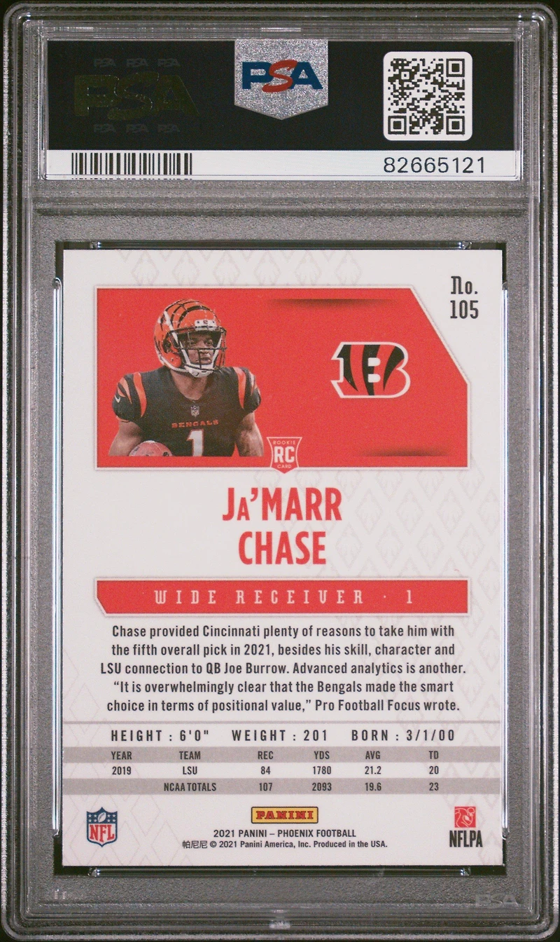 2021 Panini Phoenix 105 Ja'marr Chase PSA 10