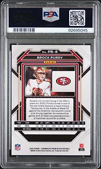 2022 Panini Chronicles Prizm Black Pb8 Brock Purdy PSA