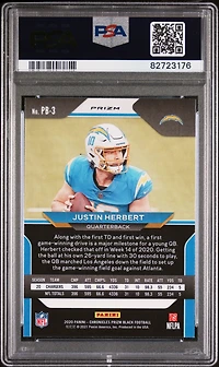 2020 Panini Chronicles Prizm Black Pb3 Justin Herbert PSA 9