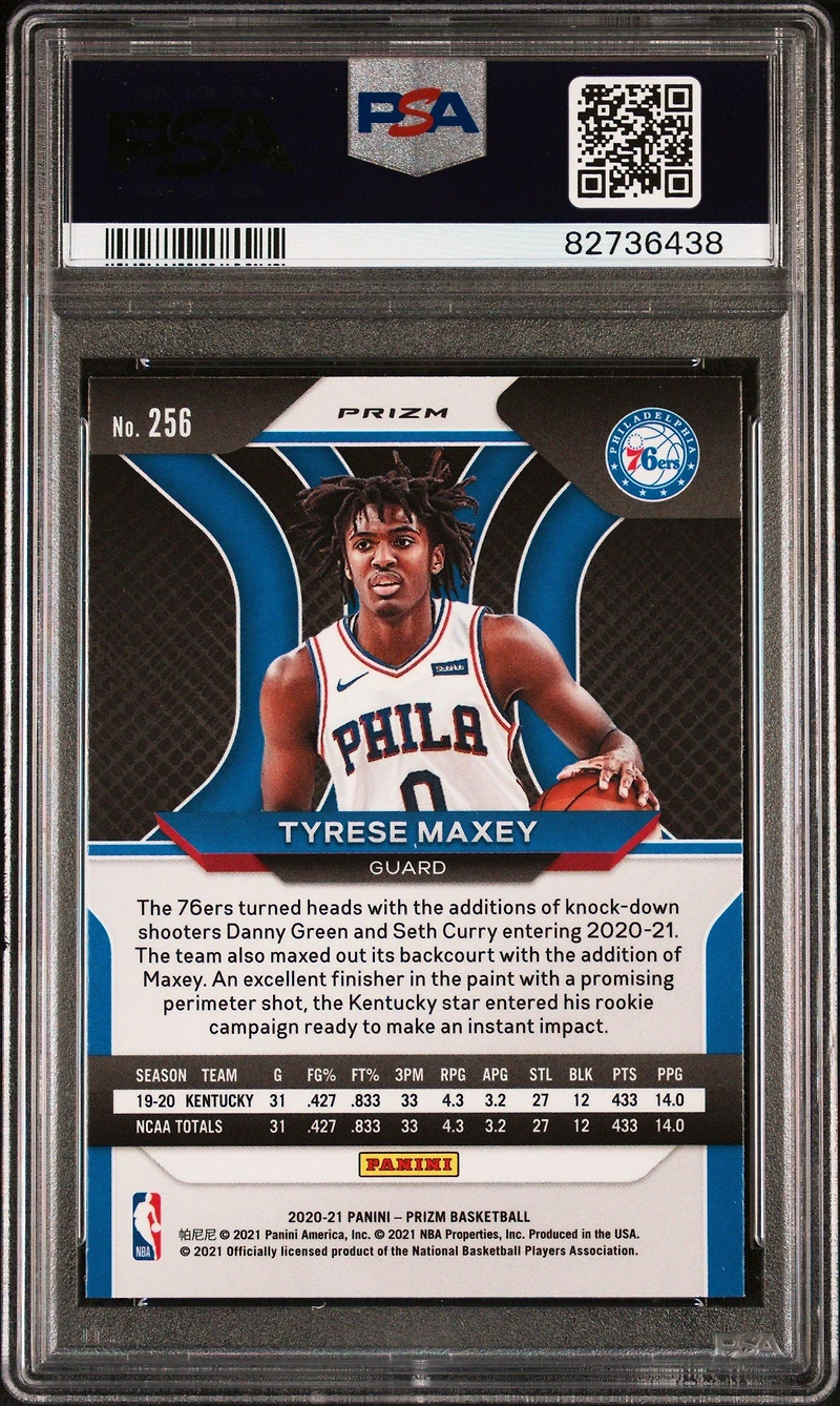 2020 Panini Prizm 256 Tyrese Maxey Silver Prizm PSA 9
