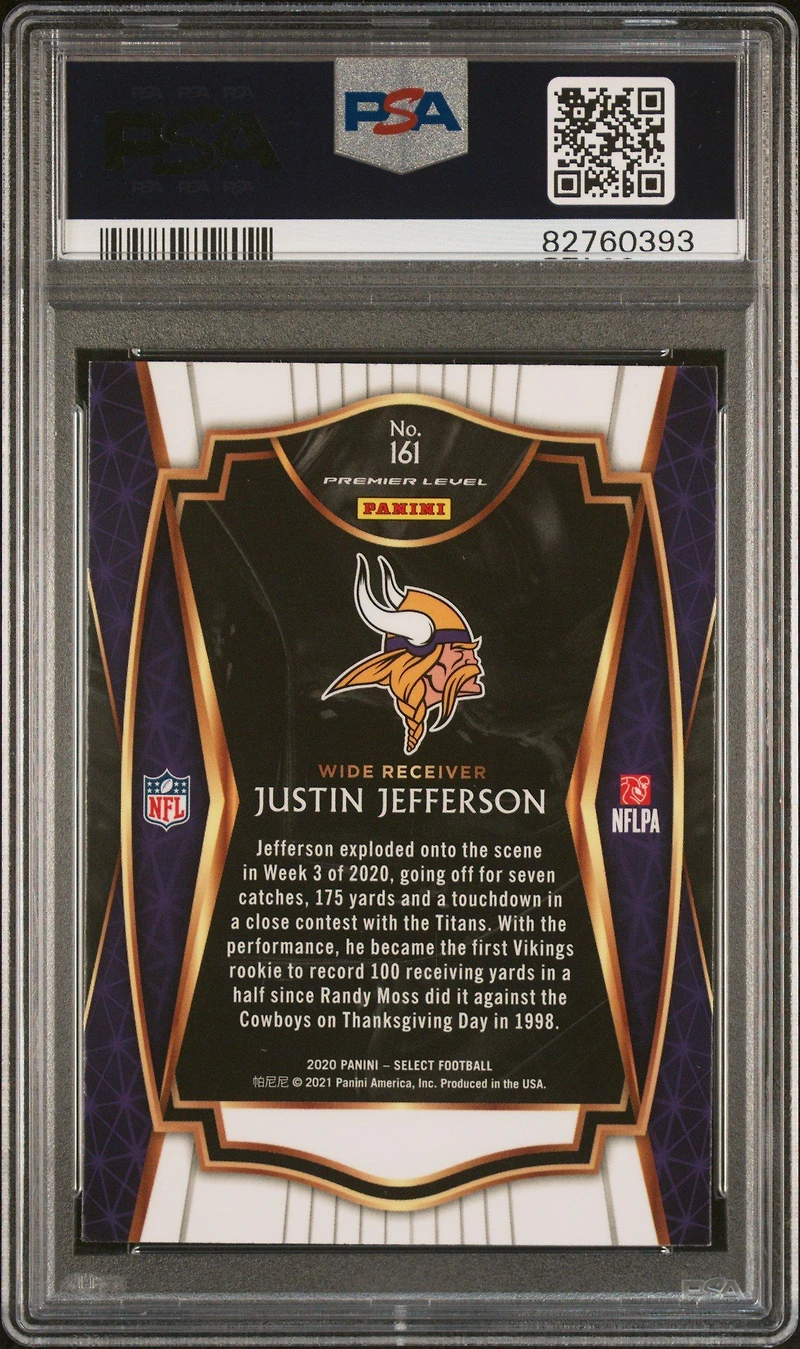 2020 Panini Select Justin Jefferson PSA 10