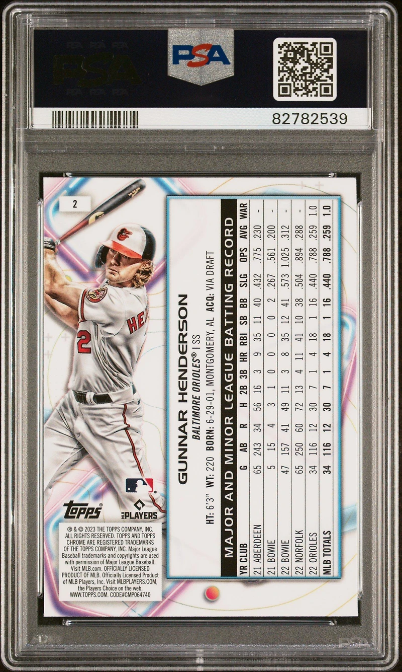 2023 Topps Cosmic Chrome 2 Gunnar Henderson PSA 10