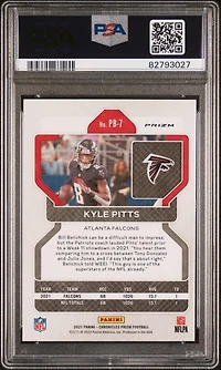 2021 Panini Chronicles Prizm Black Pb-7 Kyle Pitts Silver PSA 10