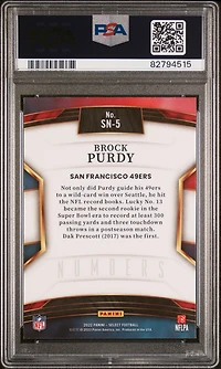 2022 Panini Select Select Numbers Sn5 Brock Purdy PSA