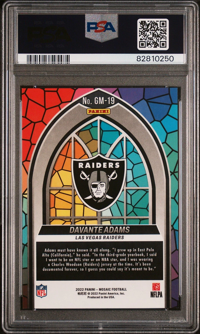 2022 Panini Mosaic Glass Mosaic Gm19 Davante Adams PSA 10
