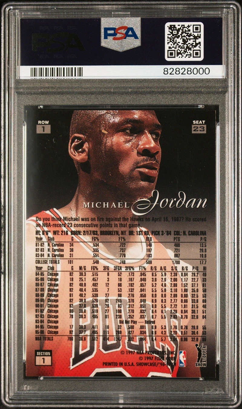 1996 Flair Showcase 23 Michael Jordan PSA 8