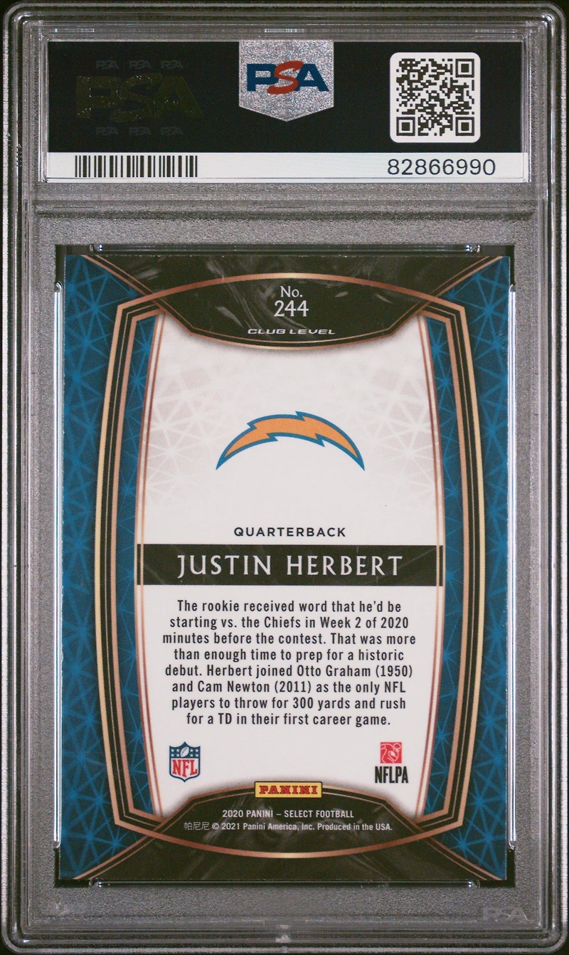 2020 Panini Select 244 Justin Herbert PSA 10