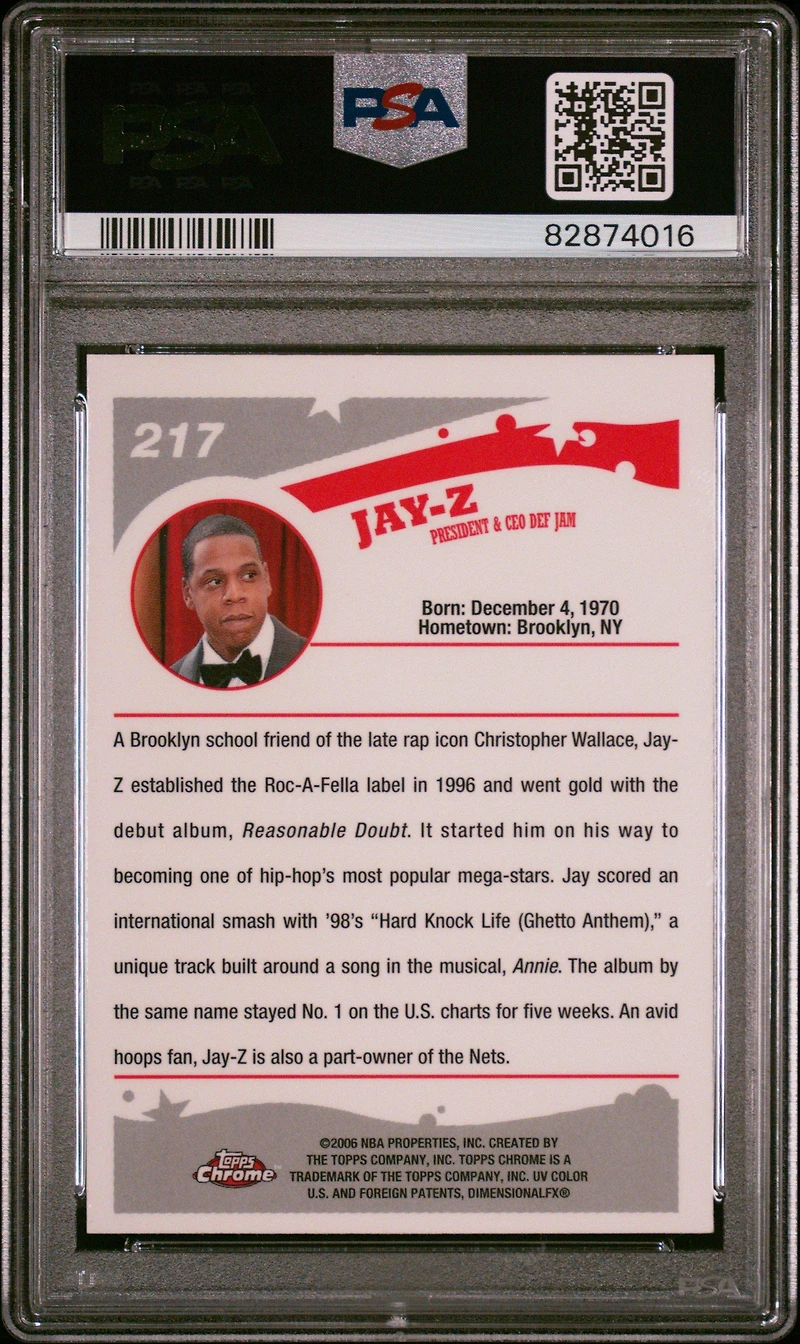 2005 Topps Chrome 217 Jay-z PSA 9