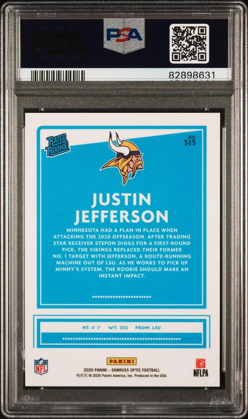 2020 Panini Donruss Optic 313 Justin Jefferson Variation PSA 10