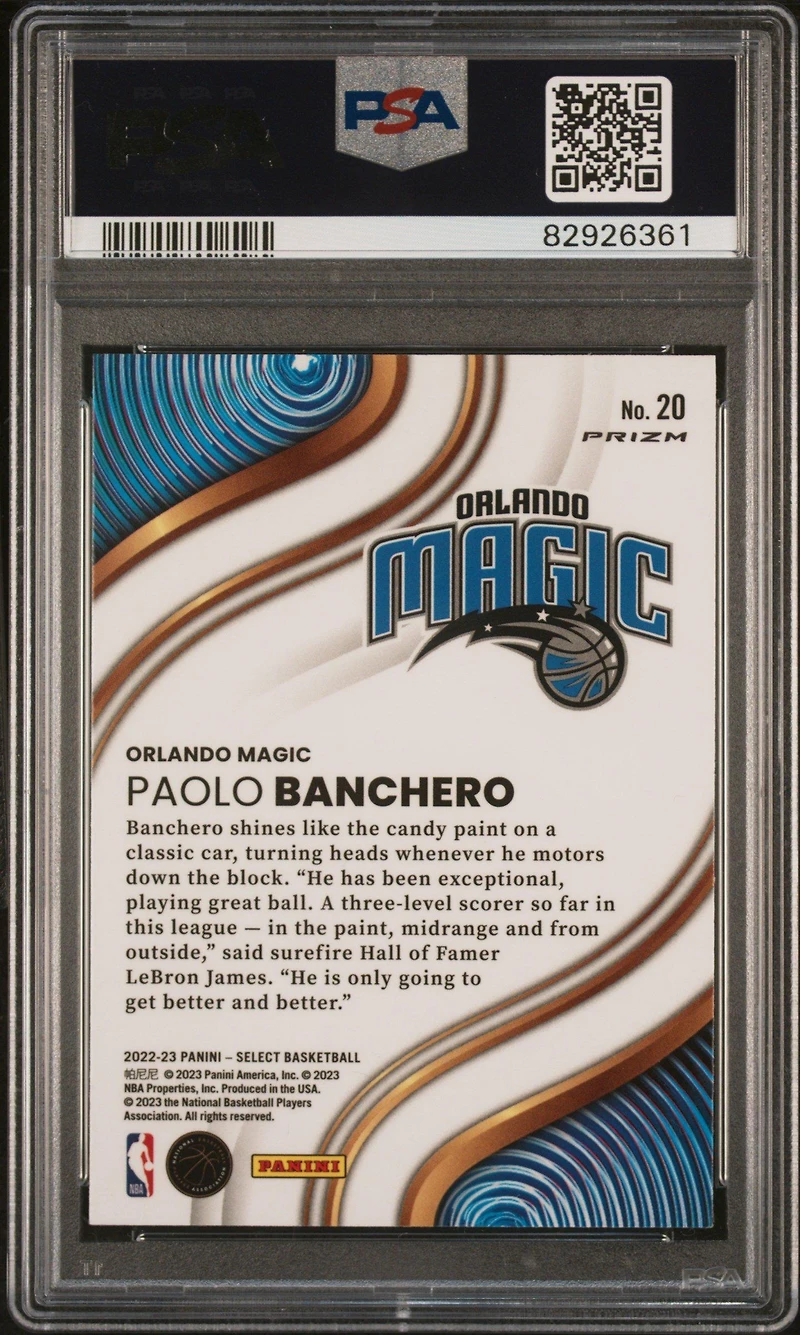 2022 Panini Select Unstoppable 20 Paolo Banchero PSA 10