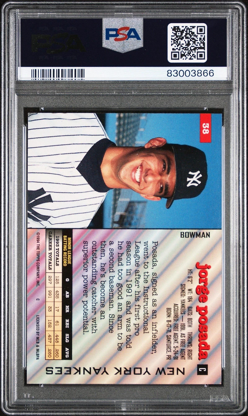 1994 Bowman 38 Jorge Posada PSA 9