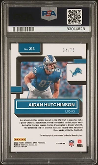 2022 Panini Donruss Optic 213 Aidan Hutchinson Autograph-red PSA 9