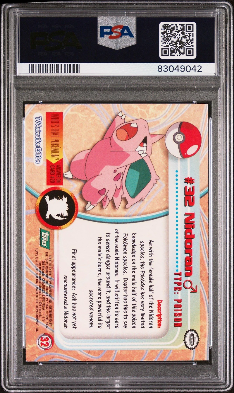 1999 Topps Pokemon Tv 32 Nidoran PSA 8