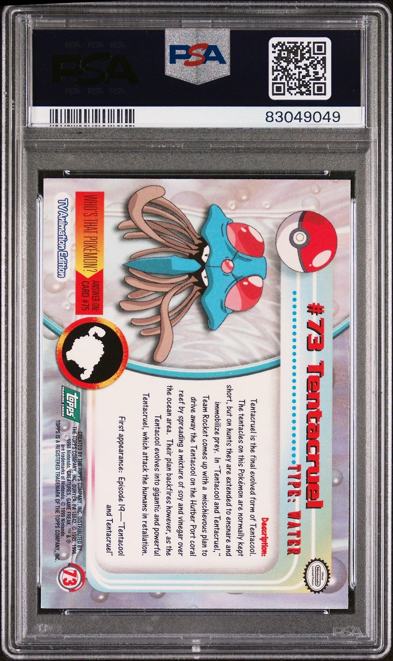 1999 Topps Pokemon Tv 73 Tentacruel PSA 8