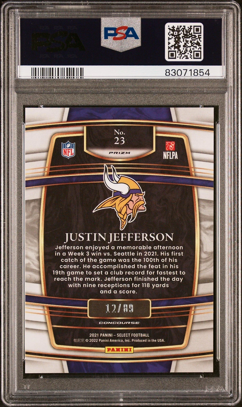 2021 Panini Select 23 Justin Jefferson Dragon Scale PSA 10