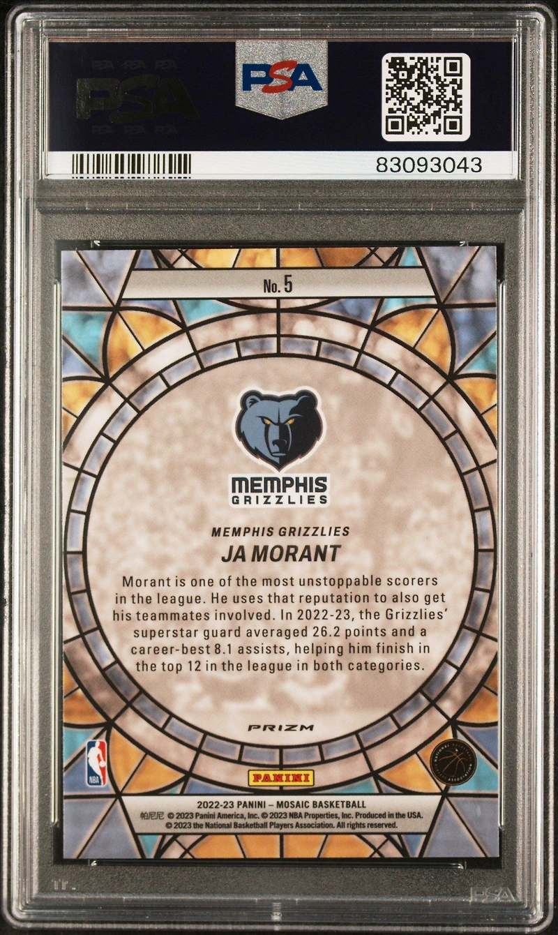 2022 Panini Mosaic Stained Glass 5 Ja Morant PSA 10