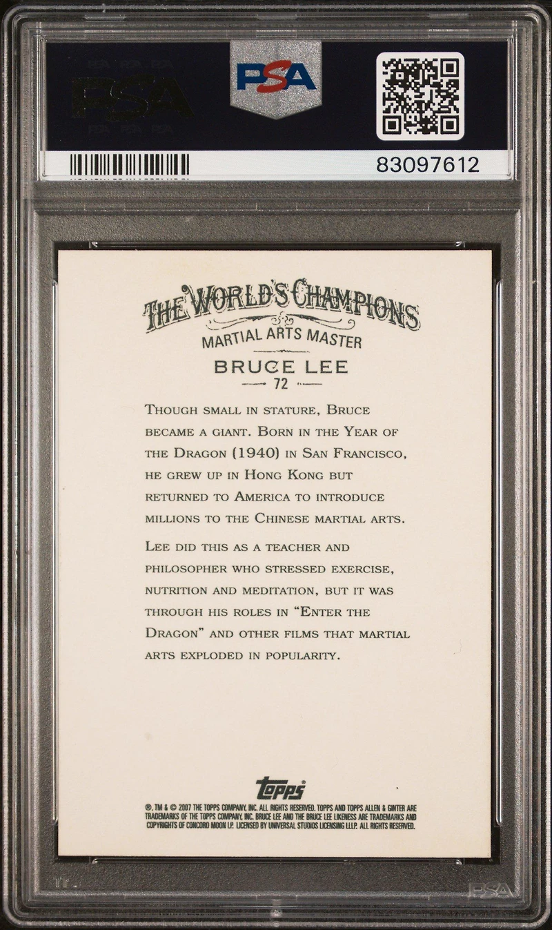 2007 Topps Allen & Ginter 72 Bruce Lee PSA 10