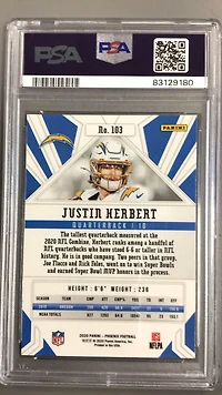 2020 Panini Phoenix 103 Justin Herbert PSA 9