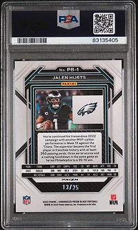 2022 Panini Chronicles Prizm Black Pb1 Jalen Hurts Blue PSA 10