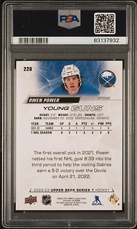 2022 Upper Deck 228 Owen Power PSA 9