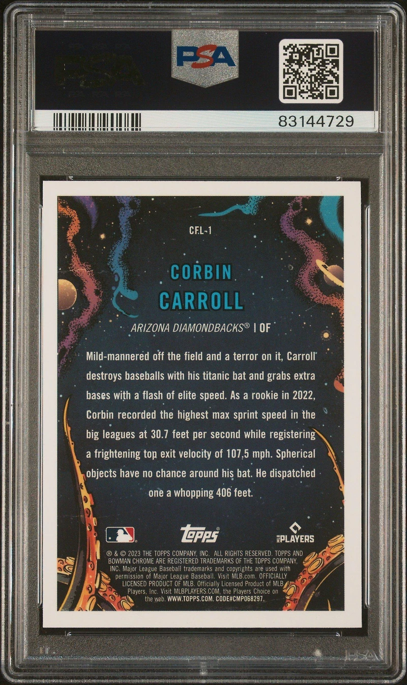 2023 Bowman Chrome It Came For The League Cfl1 Corbin Carroll PSA 10