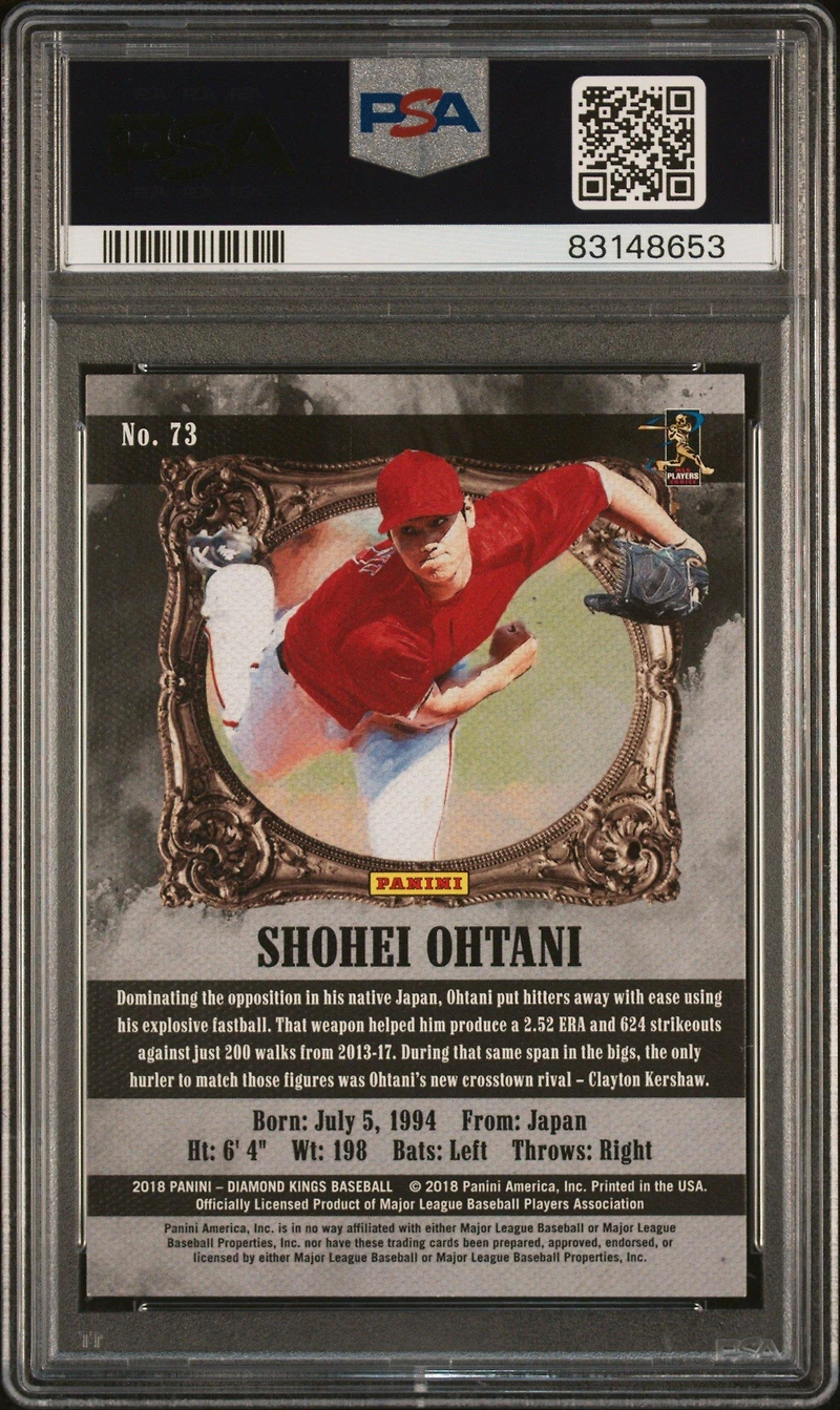 2018 Panini Diamond Kings 73 Shohei Ohtani Black And White PSA 9