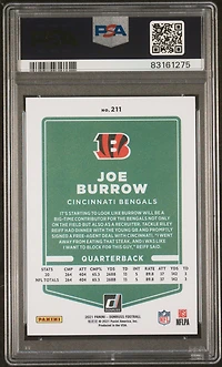 2021 Panini Donruss 211 Joe Burrow Variation-press Proof Premium PSA 10