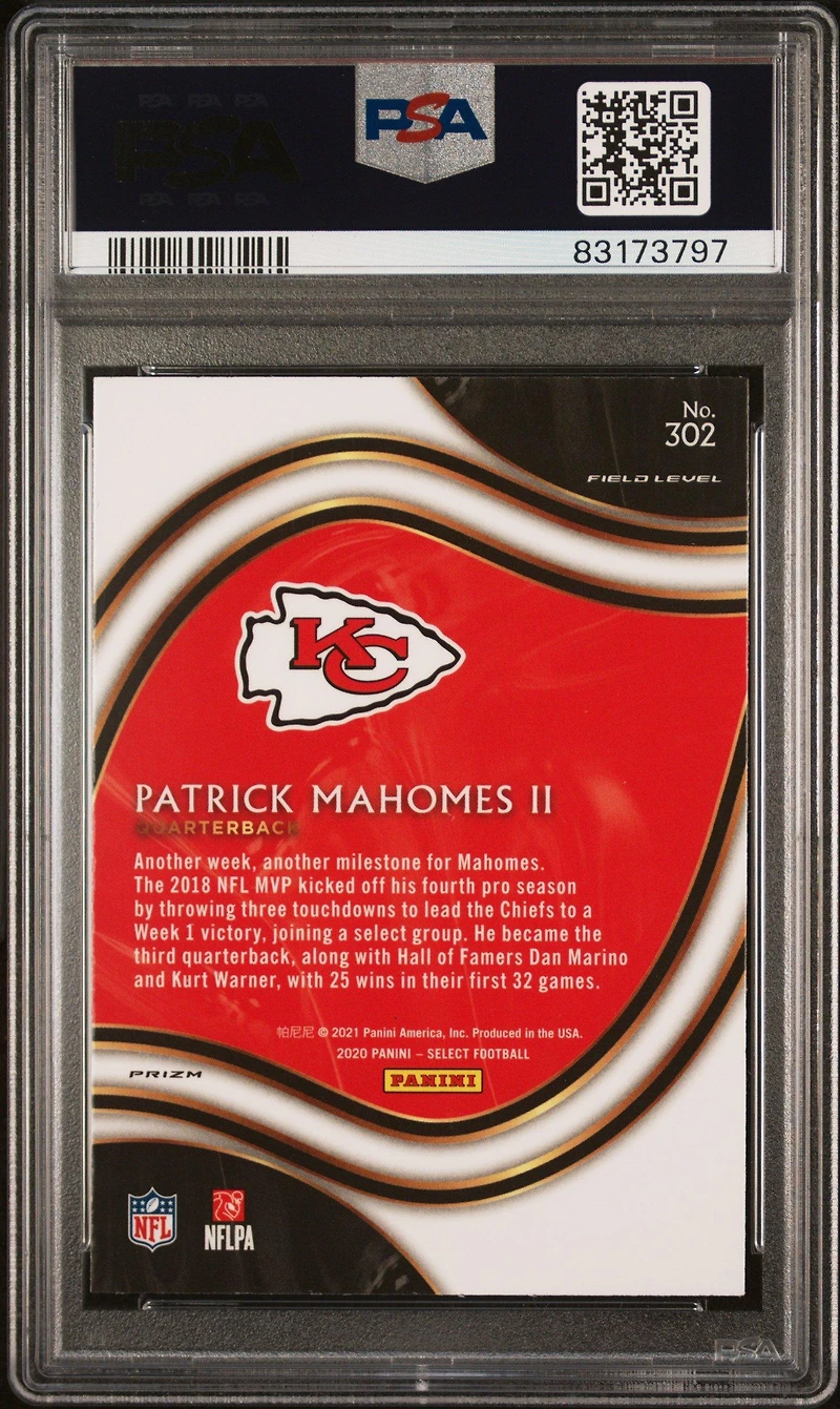 2020 Panini Select 302 Patrick Mahomes Ii Disco Prizm PSA 10