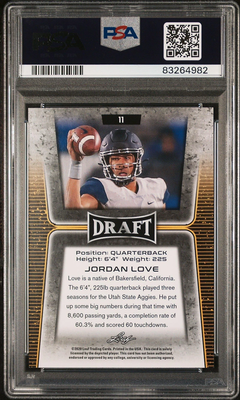 2020 Leaf Draft 11 Jordan Love PSA 10
