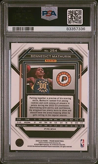 2022 Panini Prizm 254 Bennedict Mathurin Silver Prizm PSA 10