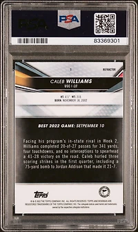 2022 Bowman's Best University 1 Caleb Williams PSA 10