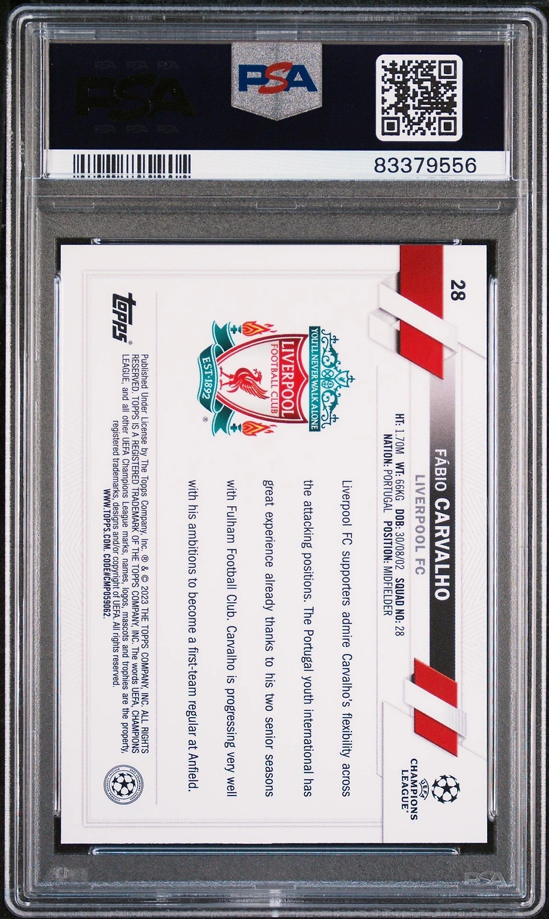 2022 Topps Uefa Club Competitions 28 Fabio Carvalho Sp PSA 9