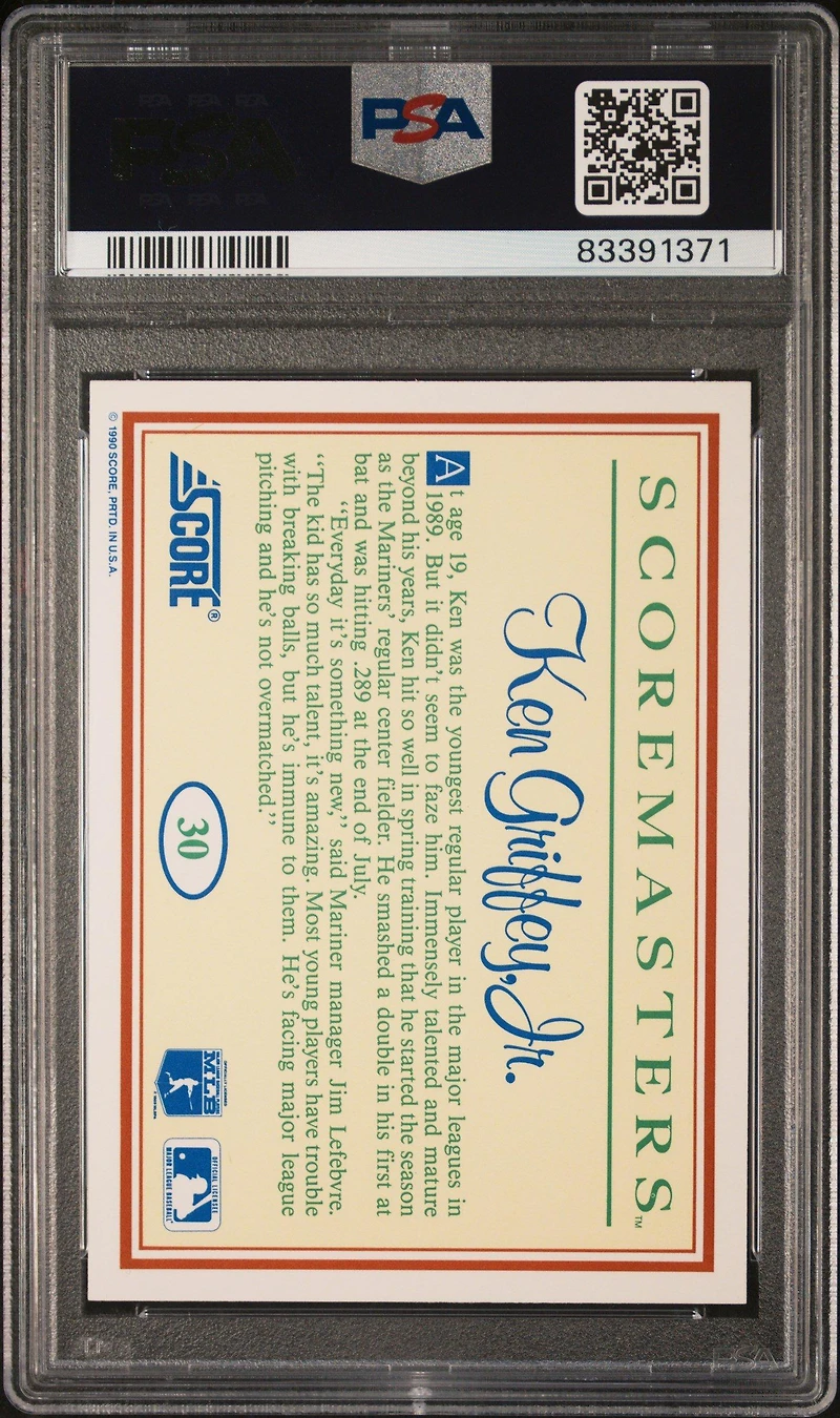1989 Scoremasters 30 Ken Griffey Jr. PSA