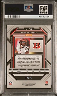 2022 Panini Prizm 58 Ja'marr Chase Blue Shimmer PSA 10