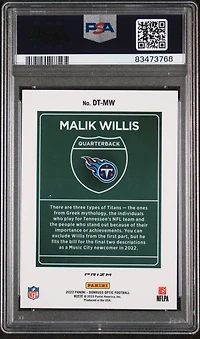 2022 Panini Donruss Optic Downtown Dtmw Malik Willis PSA 9