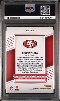 2022 Panini Donruss Elite 185 Brock Purdy Green PSA 10