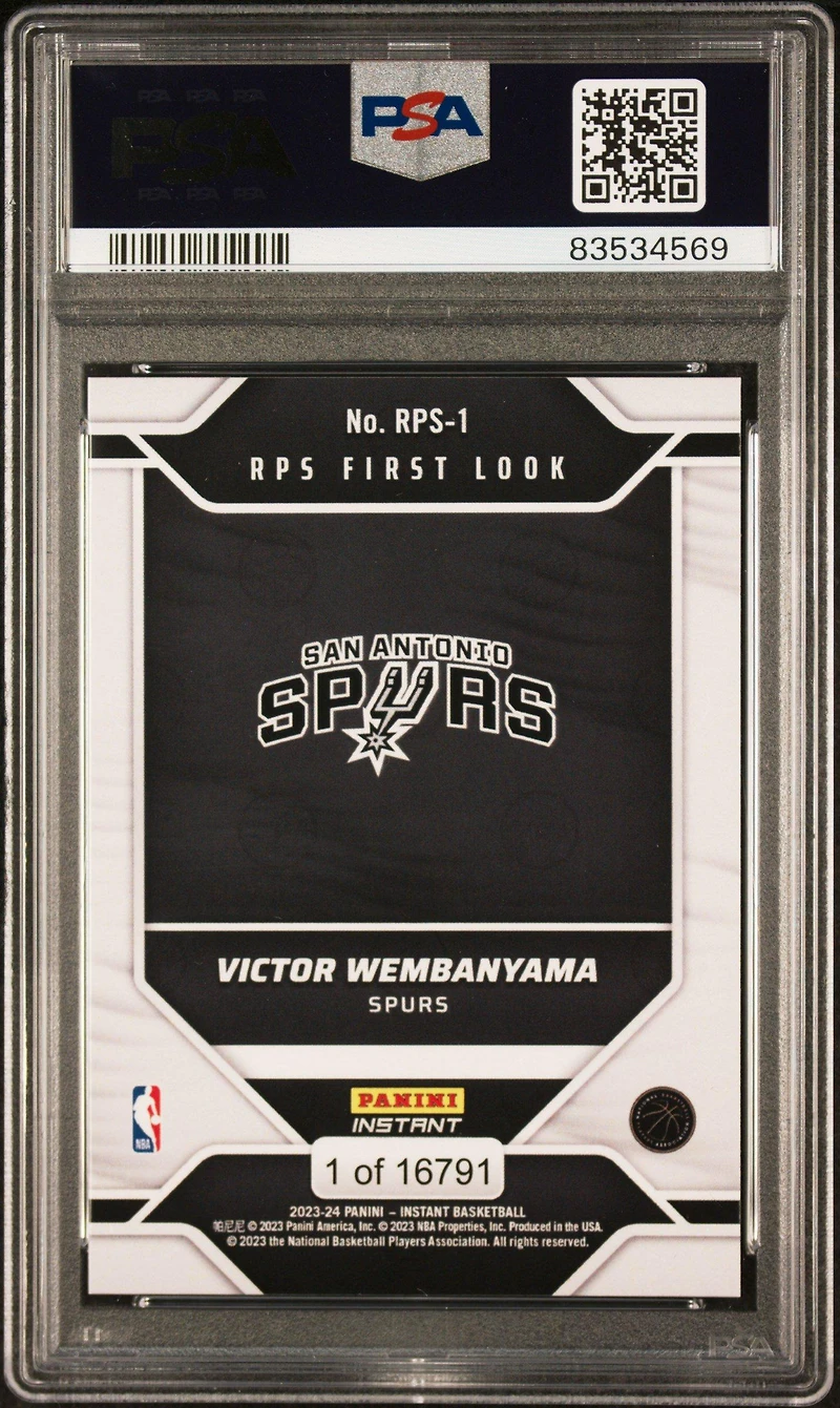 2023 Panini Instant Rps First Look Rps1 Victor Wembanyama PSA 10