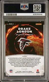 2022 Panini Donruss Optic Red Hot Rookies Rhr3 Drake London Purple Stars PSA 9
