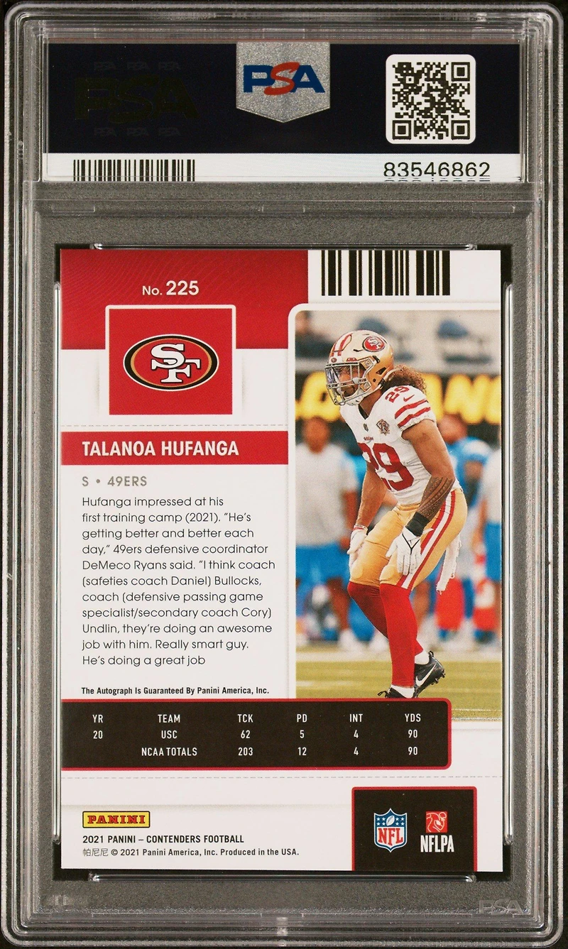 2021 Panini Contenders 225 Talanoa Hufanga Autograph PSA 9
