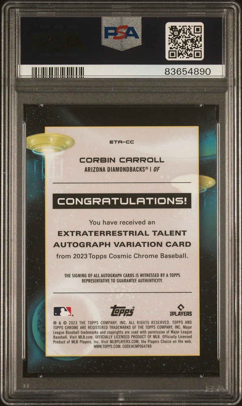 2023 Topps Cosmic Chrome Extraterrestrial Talent Autograph Cc Corbin Carroll PSA 10