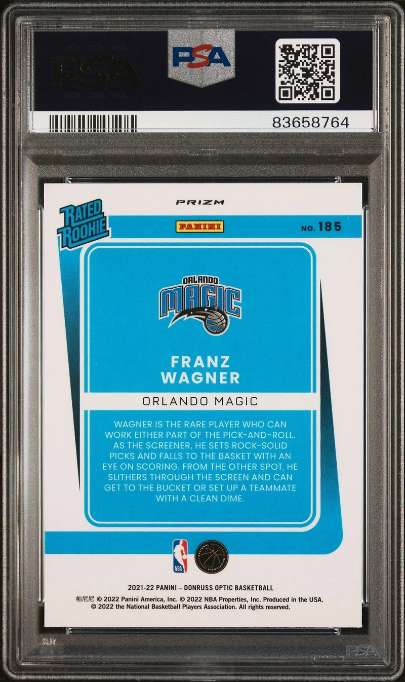 2021 Panini Donruss Optic 185 Franz Wagner Holo PSA 10