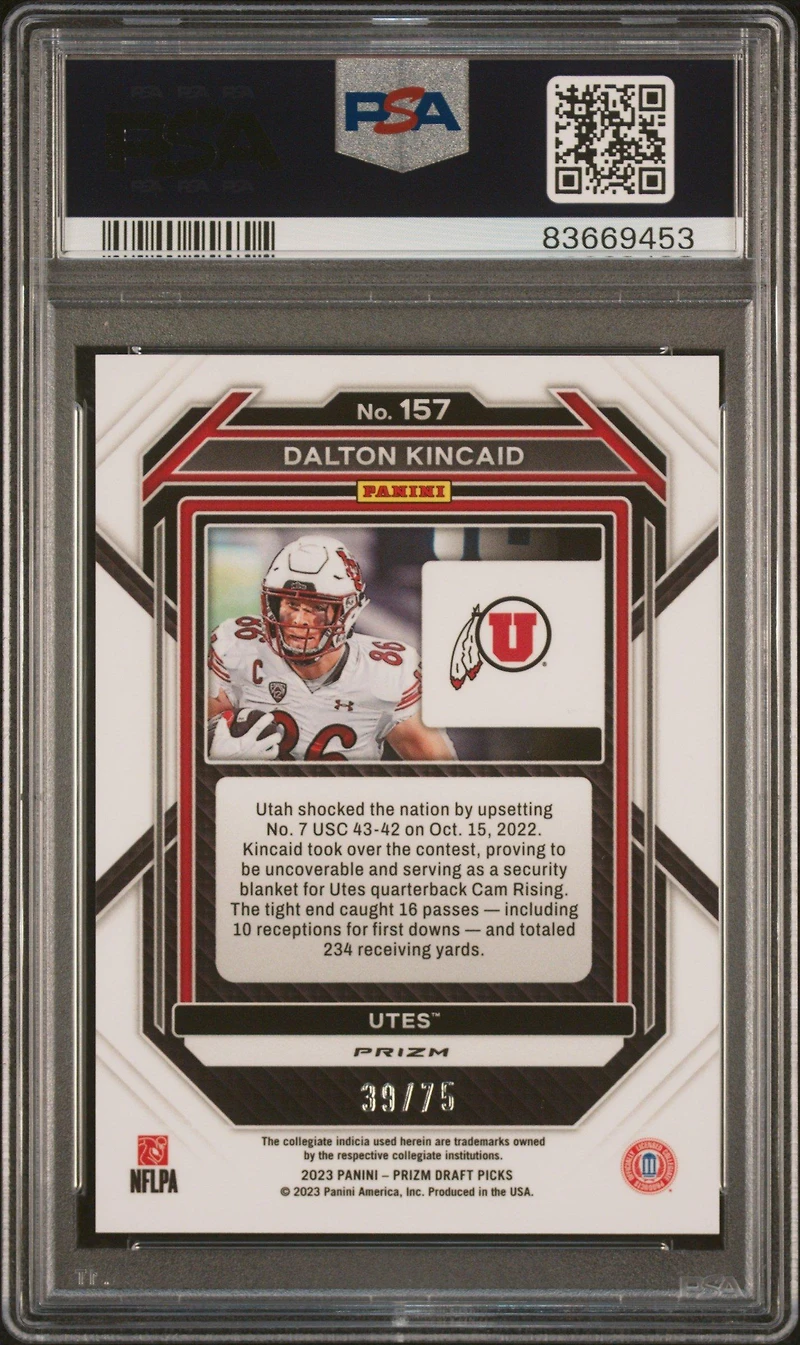 2023 Panini Prizm Draft Picks 157 Dalton Kincaid Purple Prizm PSA 10