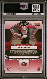 2022 Panini Mosaic 367 Brock Purdy Red/green Choice PSA 10