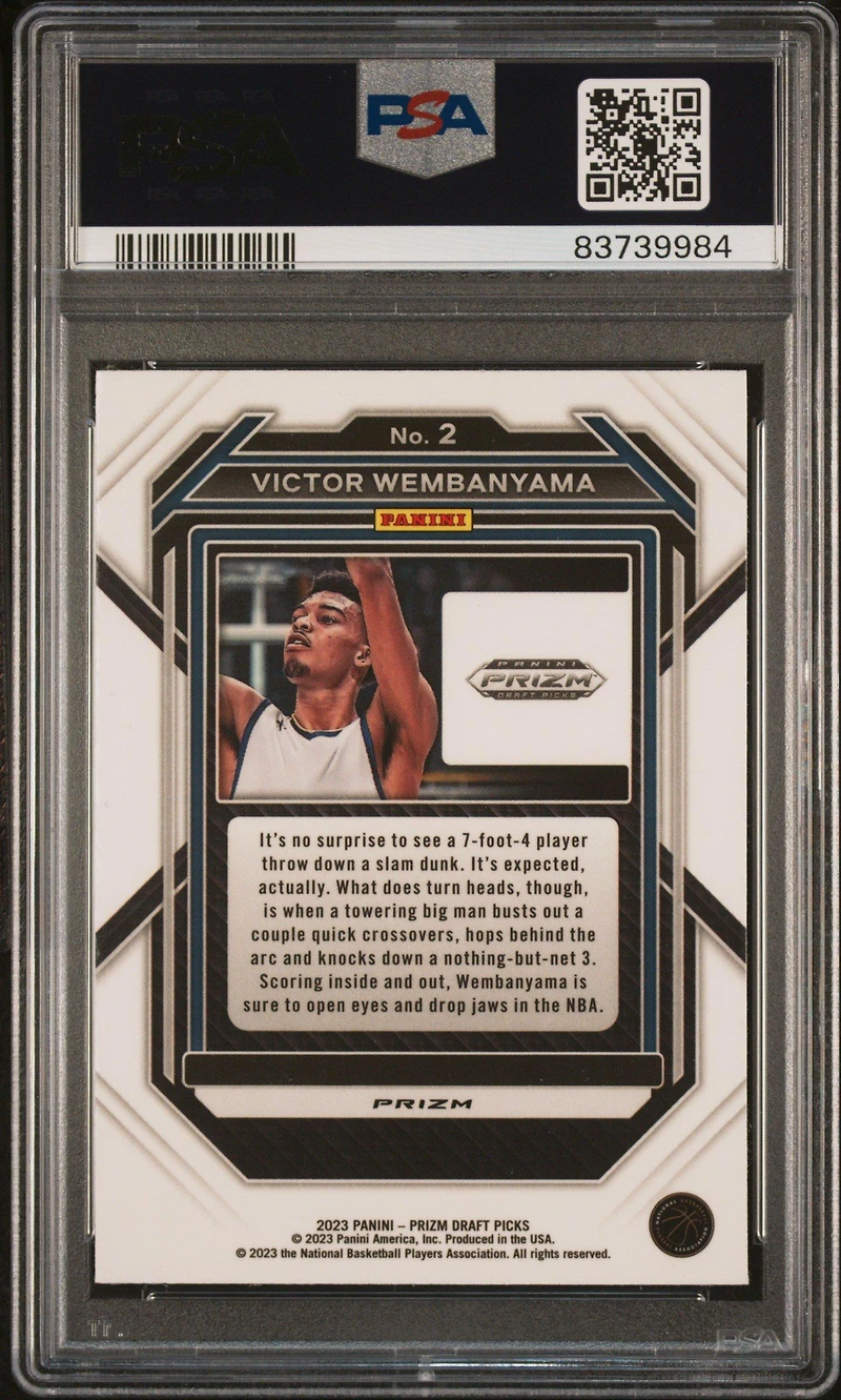 2023 Panini Prizm Draft Picks 2 Victor Wembanyama Hyper Prizm PSA 10
