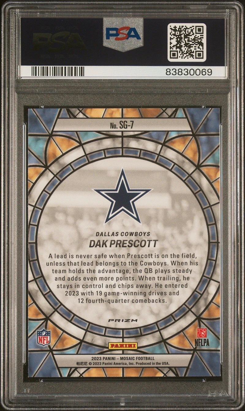 2023 Panini Mosaic Stained Glass Sg7 Dak Prescott PSA 10