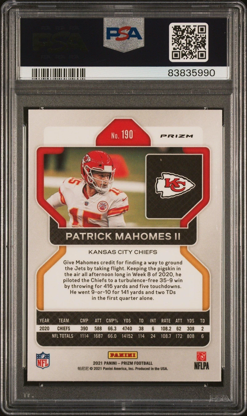 2021 Panini Prizm 190 Patrick Mahomes Ii Red Ice PSA 10