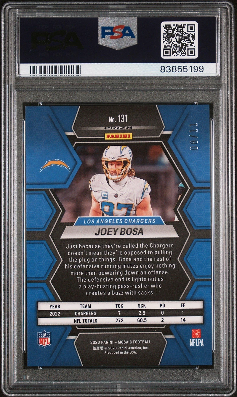 2023 Panini Mosaic 131 Joey Bosa PSA 10