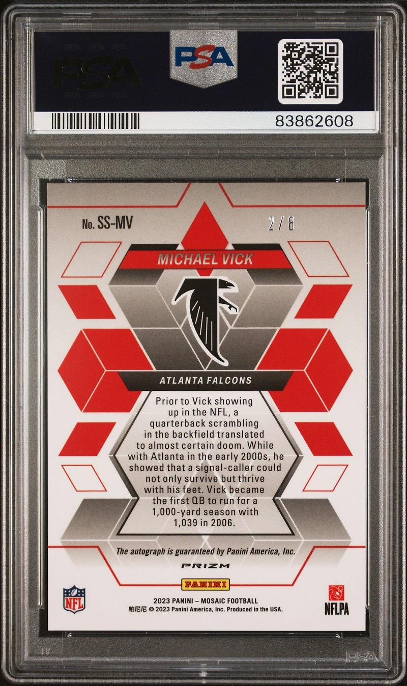 2023 Panini Mosaic Showtime Signature Ssmv Michael Vick Choice Black Gold Fusion PSA 10